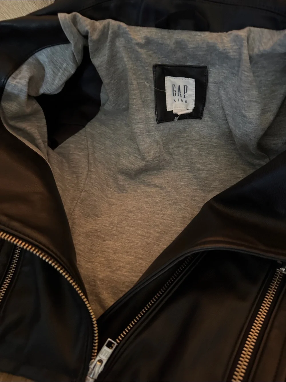 Gap Black Faux Leather Moto Jacket - Kids regular Gap size 6-7